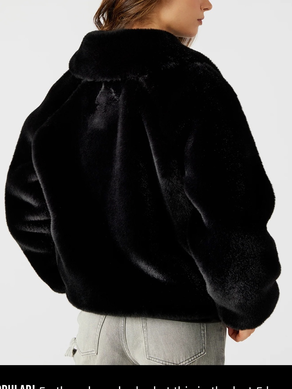 Steve Madden Black Faux Fur Zephrine Bomber Jacket Full Collar & Zip 2 Pocket XS - Picture 5 of 16